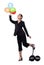 Concept Financial Money Freedom, Asian Business Woman hold Balloon fly