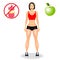 Concept with fit young woman in sportswear. Beautiful sports girl. Woman with a sporty physique. Vector illustration