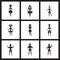Concept flat icons in black and white carnival dancers