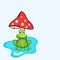 Concept of frog under mushroom.