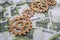 Concept gears on a background of euro banknote money.