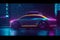 concept generic automated self driving taxi design in electric futuristic neon style with copy space at night, mixed digital 3d