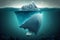 The Concept of Global Warming Underwater. An Illustration of an Iceberg. Generative AI