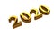 Concept of gold 2020 New Year text isolated on white background without shadows. 3D Render