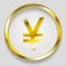 Concept golden yuan symbol logo button