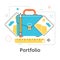 Concept of graphic designer or photographer portfolio in flat line design. Icon in trend style. Modern vector