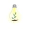 Concept green energy, lighting electric lamp and plant on a white background square vector illustration