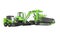 Concept green road machinery paver excavator small loader 3d render on white background no shadow