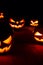 The concept of Halloween. Many glowing fiery light angry scary p