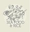 Concept hand drawn sea food elements