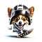 Concept Happy Cute dog play skateboarding