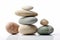 The concept of harmony, a stack of stones on a white background. Generative ai