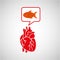 Concept healthy heart fish fresh icon