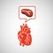 Concept healthy heart meat eating icon