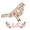 Concept hello card with floral decorative bird