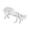Concept horse jumping stylized bush for use on cards, in printi
