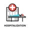 Concept of Hospitalization icon, modern flat editable line design vector illustration