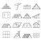 Concept House Roof Construction Thin Line Icon Set. Vector