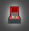 Concept of housing as a gift Modern house with a garage in gift box with red material isolated on black gradient background 3d