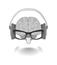 Concept of the human brain with glasses enjoyer music