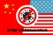 Concept of Icon of Stopping Corona Virus. China and USA flag as a concept of finding a solution to STOP caronavirus
