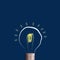 Concept Idea. Light bulb on a blue background. The concept of bright ideas for business, frequently asked questions, creative