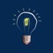 Concept Idea. Light bulb on a blue background. The concept of bright ideas for business, frequently asked questions, creative