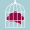 Concept of imprisoned mind, brain in a birdcage.