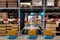 Concept industry 4.0 robotic Artificial Intelligence,Autonomous Robot of warehouse logistic,smart Automated delivery vehicle in