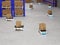 Concept industry 4.0 smart vehicle autonomous robot AGV Automated guided vehicle,warehouse logistic and transport,with cardboard