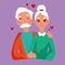 Concept of international day of grandparents love each other.International day of older persons. Design for banner