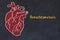 Concept of learning cardiovascular system. Chalk drawing of human heart and inscription Hemochromatosis