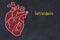 Concept of learning cardiovascular system. Chalk drawing of human heart and inscription Sarcoidosis