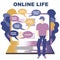 Concept of life online illustration. You can get everything staying at home online. Laptop and man choose service