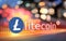 Concept of Litecoin moving fast on the road, a Cryptocurrency blockchain platform