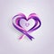 Concept logos heart arranged with colorful ribbons on bright. Heart as a symbol of affection and