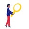 Concept man with a magnified glass is looking. SEO optimization and search query