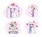 Concept Of Marriage Ceremony. Set Of Couples Grooms And Brides Enjoy Each Other. Just Married Men And Women Go On