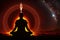 Concept of meditaion. Sacral energy flows through prayer body on his way to enlightment. Yoga pose, generative ai