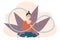 The concept of mind body balance in a flat cartoon style is isolated on a white background. The girl in the lotus