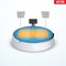 Concept of miniature round tabletop volleyball arena
