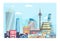 Concept modern futuristic urban landscape, city bannerview, big megapolis town flat vector illustration, isolated on