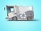 Concept modern garbage truck for city side view 3d render on blue background with shadow