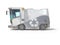 Concept modern garbage truck for city side view 3d render on white background with shadow