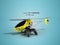 Concept modern helicopter on control panel yellow 3d render on b