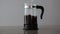 Concept morning cofee pouring water coffee press