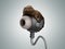 concept of musical styles rock`n`roll balloon on the earphone 3d render on grey gradient