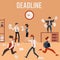 The concept of office deadline and chaos, employees are busy and nervous.