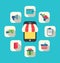 Concept of Online Shop, E-commerce, Colorful Simple Icons