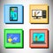 Concept of Online technology training, Vector icon set